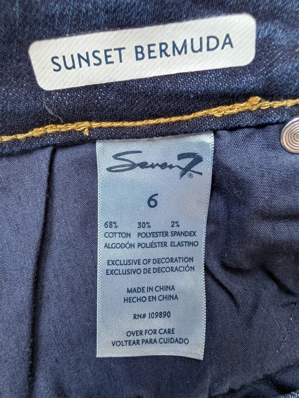 Seven7 Sunset Denim Bermuda Jean Shorts 6 Jackson Blue Pockets